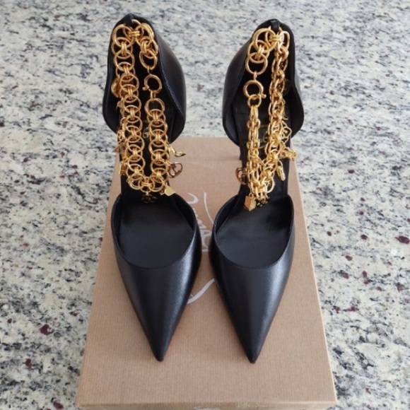NEW Christian Louboutin Gourmi Pump 100mm Size 40.5 Black Leather - Picture 3 of 11